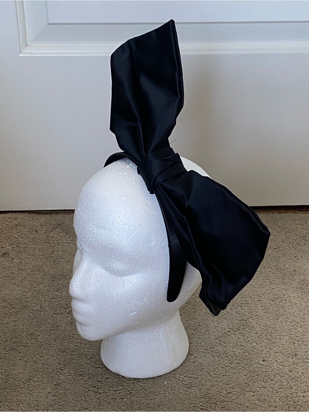 Black Oversized Satin Bow Headband